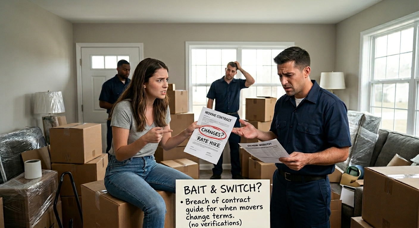 Picture of a frustrated consumer after a alleged breach of contract with movers
